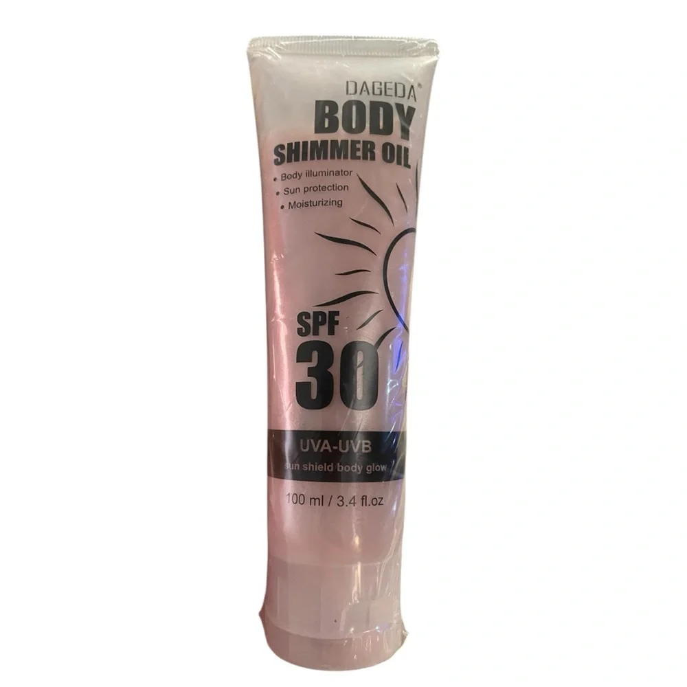 Dageda Rose Body Oil Shimmer SPF 30 Sun Shield Protection Face Body Glow 2-3.4oz